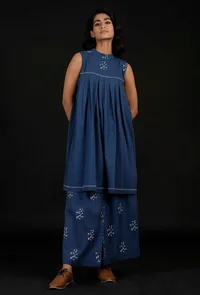 Prussian Blue Hand Detailed Kurta image 1