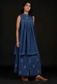 Prussian Blue Hand Detailed Kurta image 2