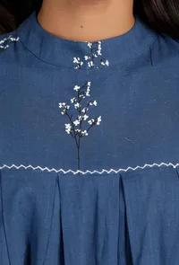 Prussian Blue Hand Detailed Kurta image 4