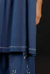 Prussian Blue Hand Detailed Kurta image 5
