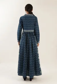 Ajrakh Print Blue Cotton Dress image 5