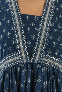 Ajrakh Print Blue Cotton Dress image 6