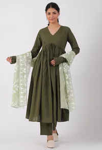 Tea Green Chickoo Net Dupatta image 2