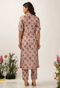 Set Of 2:  Airi Floral Chintz Straight Kurta With Narrow Fit Pants image 2