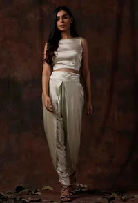 Set of 2 : Mint Green Slip Blouse and Dhoti image 3