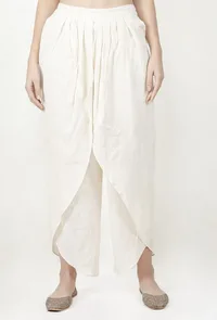 Ivory Cotton Slub Short Kurta With Dhoti image 5