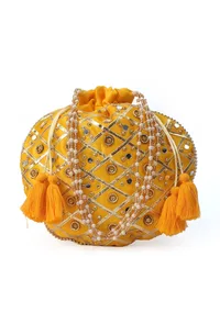 Radiant Yellow Potli With Gota Work image 2