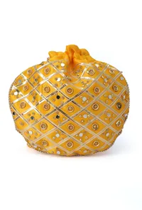 Radiant Yellow Potli With Gota Work image 4