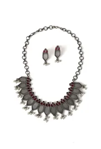 Heritage Hues Oxidized Silver Necklace & Earring Set image 2