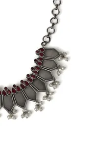 Heritage Hues Oxidized Silver Necklace & Earring Set image 4