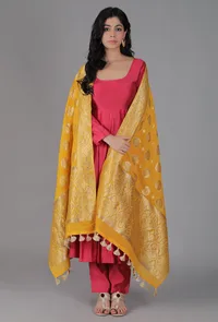 Honey Yellow Chanderi Brocade Dupatta image 1
