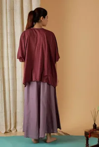 Mulmul Cotton Solid Plum Kaftan Top image 5