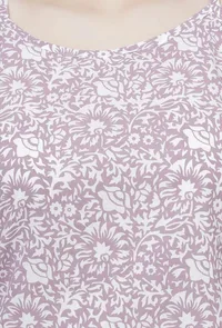Set of 2: Lilac Floral Hand-Block Printed Cotton Slip with White Palazzo image 4