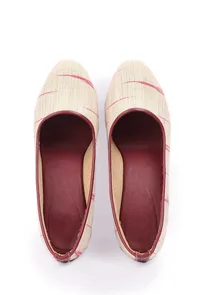 White & Red Ikat Block Heels Cruelty Free Leather Ballerinas image 2
