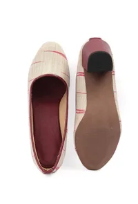 White & Red Ikat Block Heels Cruelty Free Leather Ballerinas image 3