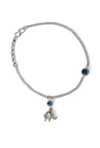Evil Eye Anklet with Silver Elephant Charm image 2