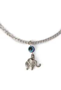 Evil Eye Anklet with Silver Elephant Charm image 3