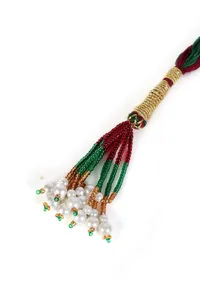 Vedhika Temple Heritage Kemp Necklace Set with Pearls image 4