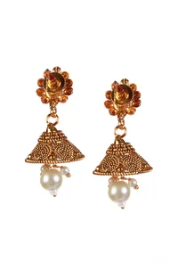 Vedhika Temple Heritage Kemp Necklace Set with Pearls image 6