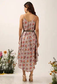 Airi Floral Chintz Assymentrical Dress With Cruelty Free Belt image 4