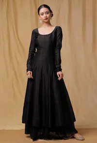 Black Banarsi Chanderi Kurta image 1