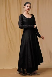 Black Banarsi Chanderi Kurta image 3