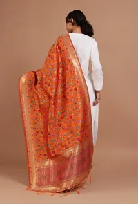 Mustard Yellow Color Semi Silk Dupatta With Zari Weaving image 4