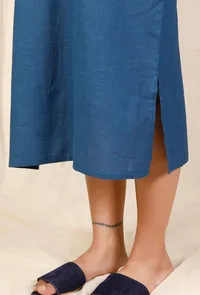 Blue Ruffled Hand-Embroidered Dress image 6