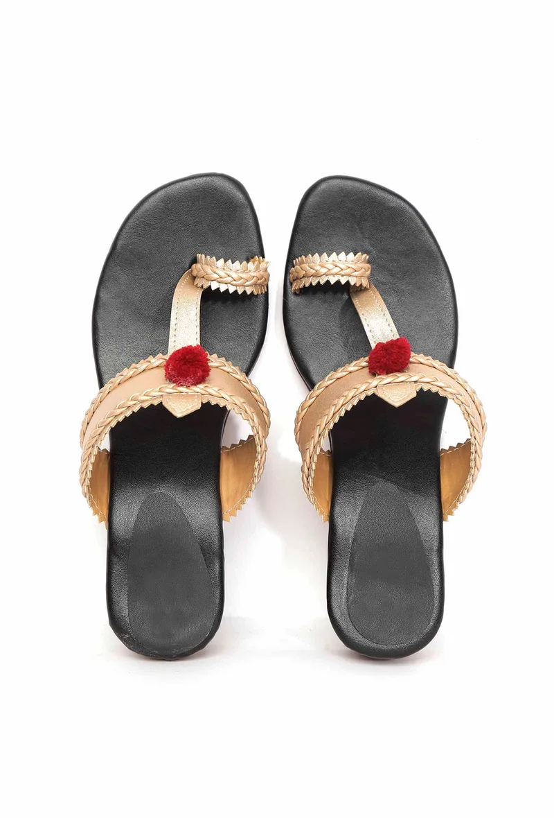 Golden with Black Brocade Kolhapuri Inspired