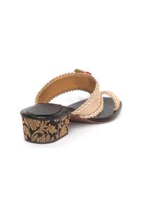 Golden with Black Brocade Kolhapuri Inspired image 6