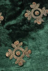 Bottle Green Velvet Potli Bag image 3