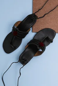 Maya Black Cruelty Free Leather Heels Sandals image 1