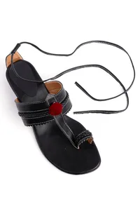 Maya Black Cruelty Free Leather Heels Sandals image 2
