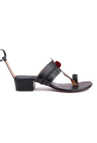 Maya Black Cruelty Free Leather Heels Sandals image 3