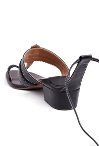 Maya Black Cruelty Free Leather Heels Sandals image 4