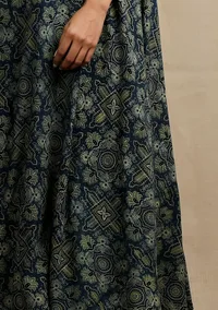 Blue Ajrakh Print Sleeveless Flared Kurta image 6