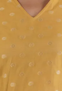 Honey Yellow V-Neck Chanderi Jacquard Kurta image 5