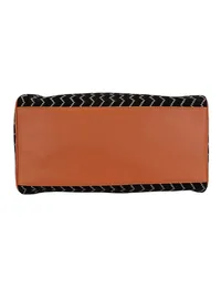 Black Kantha Embroidery Suede Handbag (13"x10"x6") image 5