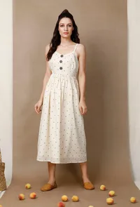 Hand Block Printed Strappy Cotton Dress image 1