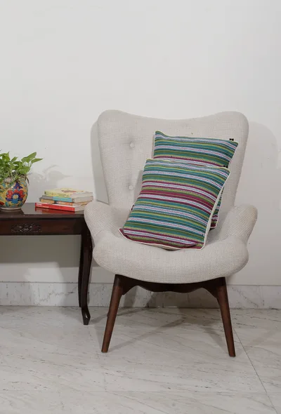 Set of 2: Emerald Green  Handcrafted Jacquard Cushion Covers