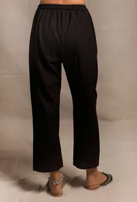 Black Straight Fit Flex Cotton Pants image 4