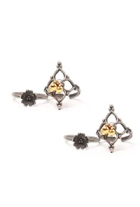 Set of 4: Gold and Silver Floral Brass Toering image 2