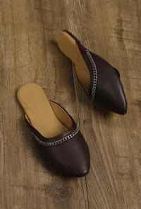 Wood Brown Chain Cruelty-Free Leather Mules image 2