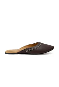 Wood Brown Chain Cruelty-Free Leather Mules image 4