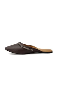 Wood Brown Chain Cruelty-Free Leather Mules image 5