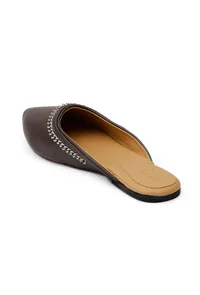 Wood Brown Chain Cruelty-Free Leather Mules image 6