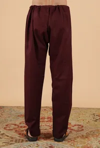 Set Of 2: Wine Cashmilon Woolen Kurta & Pajama image 4