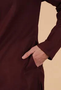 Set Of 2: Wine Cashmilon Woolen Kurta & Pajama image 6