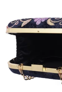Navy Blue velvety box clutch image 5