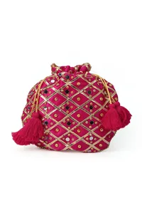 Vibrant Pink Charm Potli With Glasstone image 3